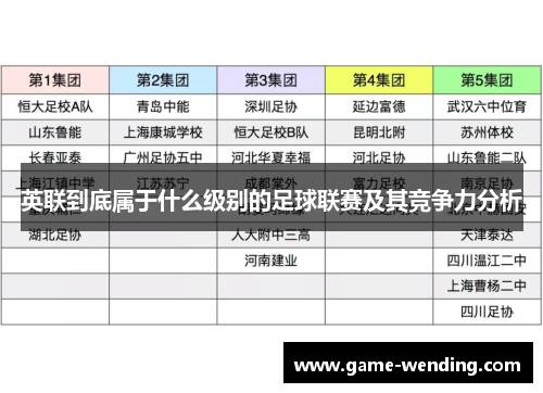 英联到底属于什么级别的足球联赛及其竞争力分析
